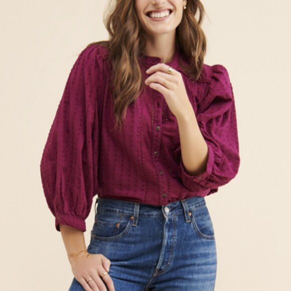 Anthropologie Tavi Embroidered Blouse Boho Bohemian Peasant Cottagecore Prairie - Picture 2 of 14